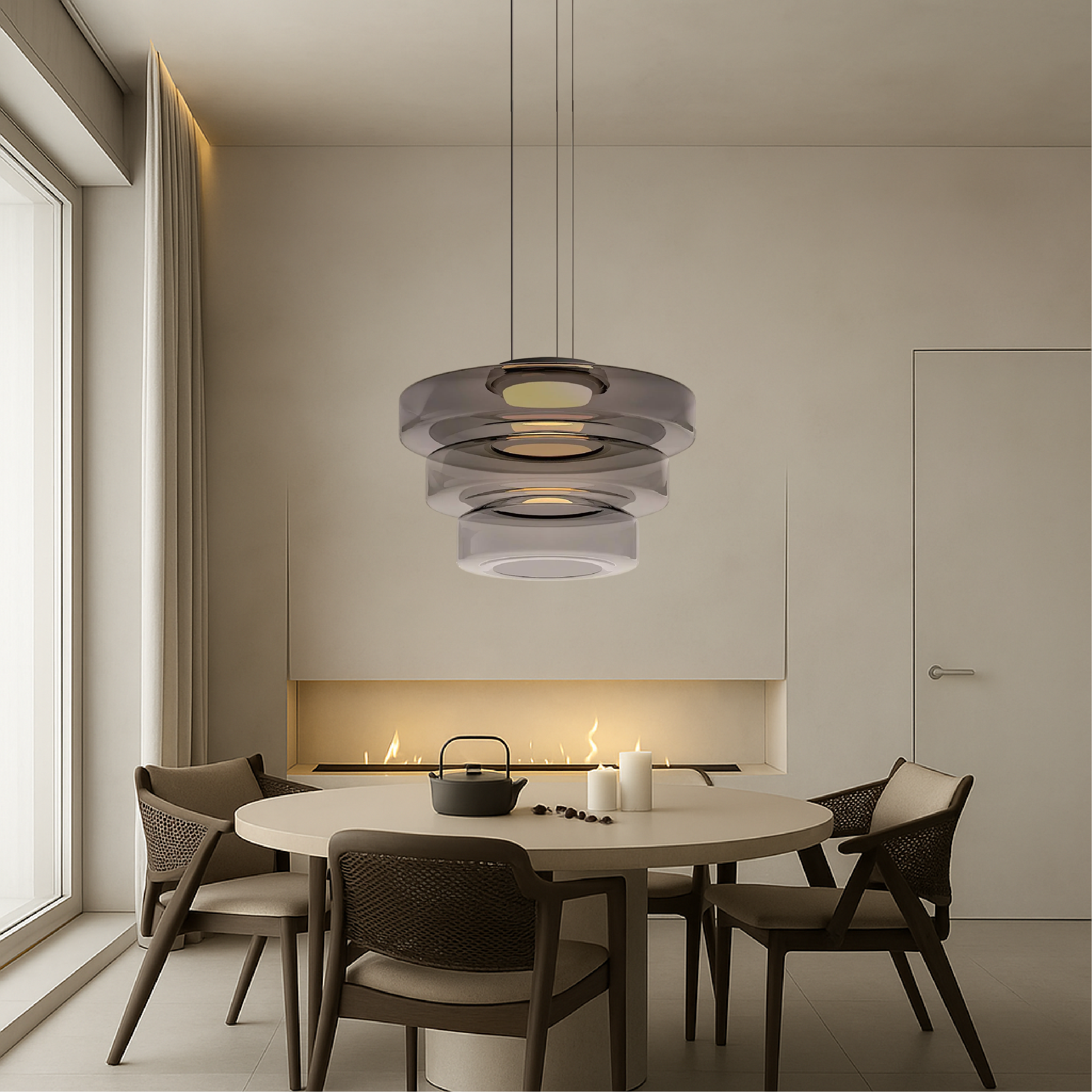 Dänische Glas Bauhaus Pendelleuchte
