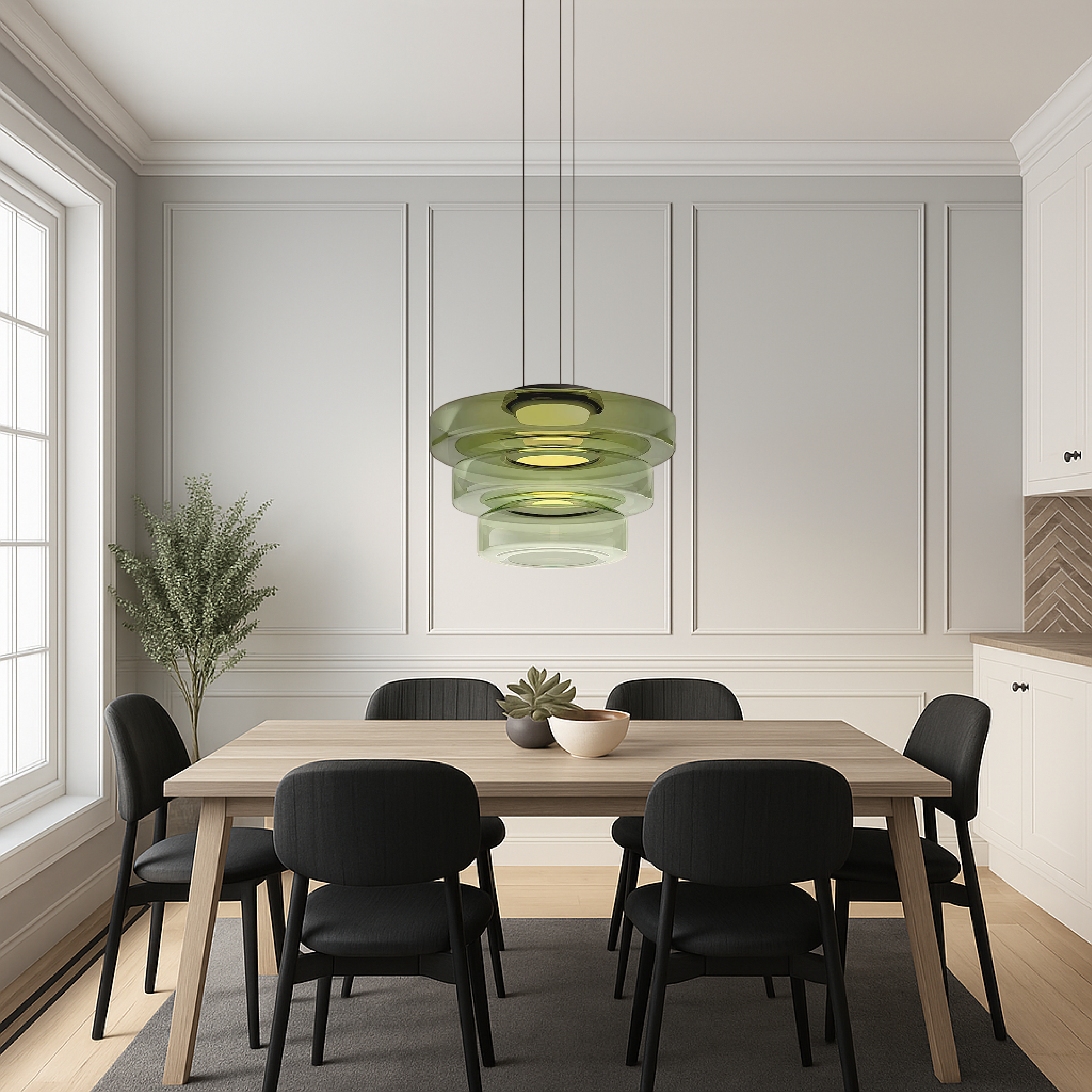 Dänische Glas Bauhaus Pendelleuchte