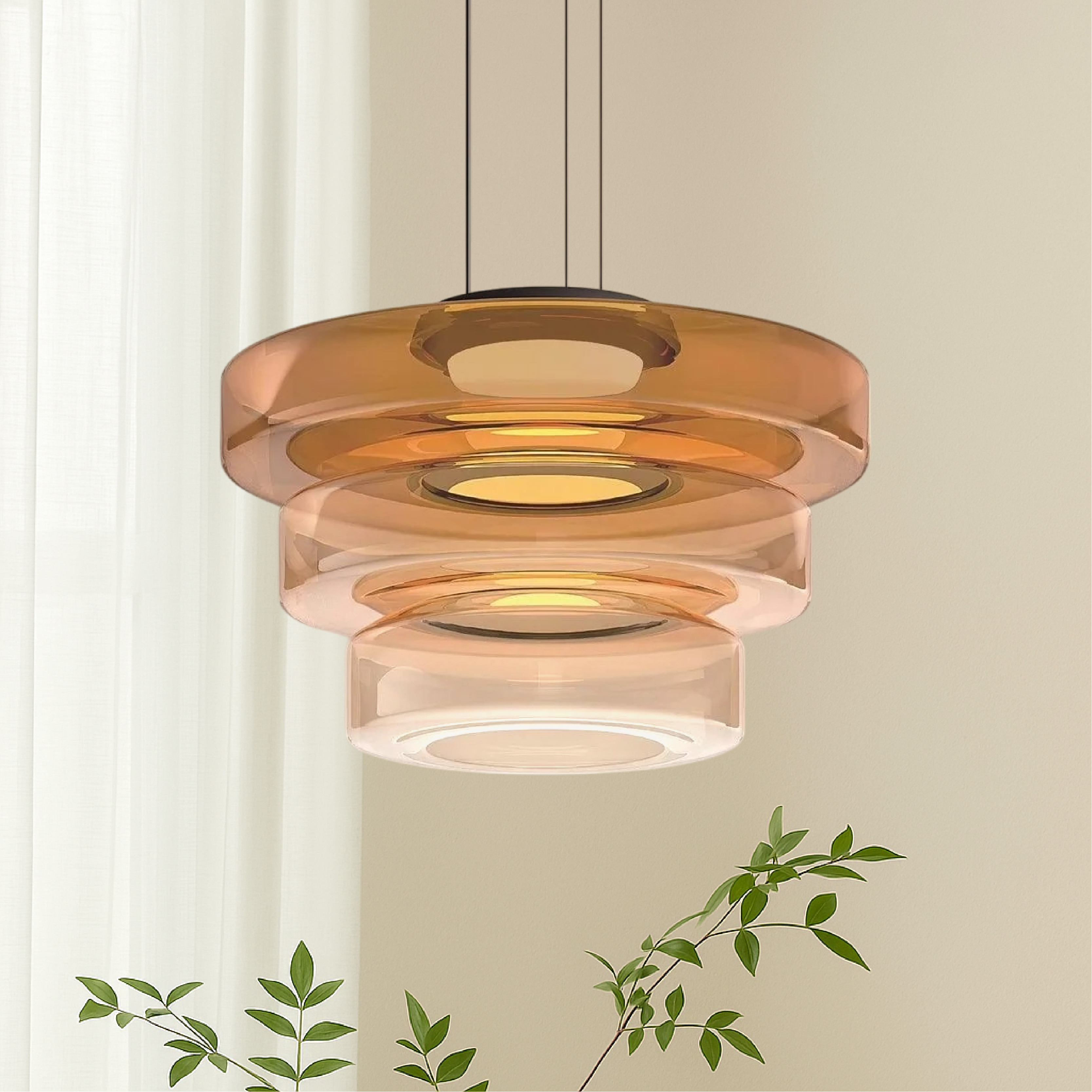 Dänische Glas Bauhaus Pendelleuchte