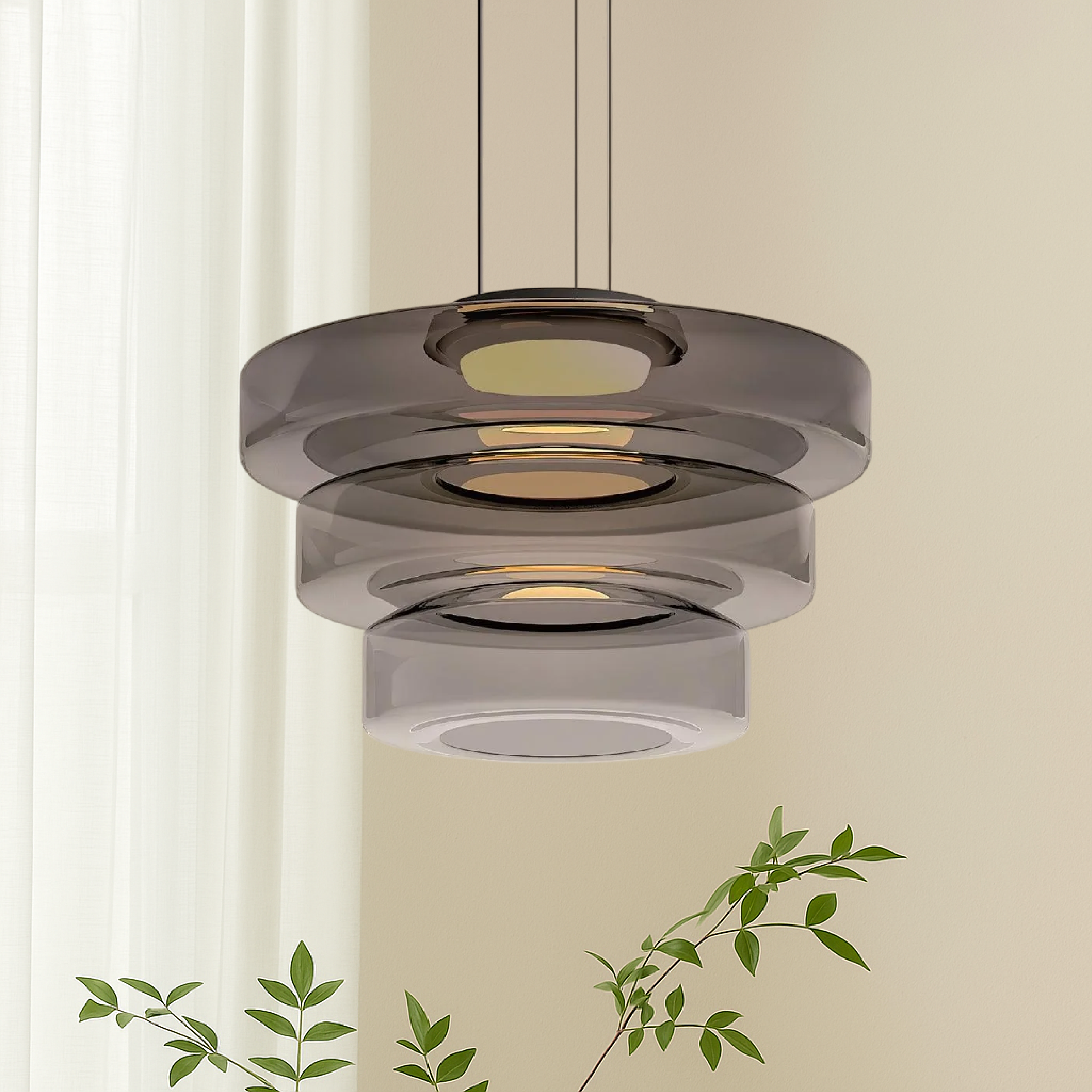 Dänische Glas Bauhaus Pendelleuchte