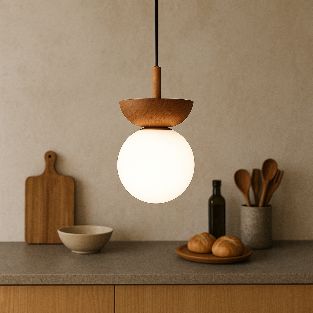 Japandi Pendelleuchte aus Holz