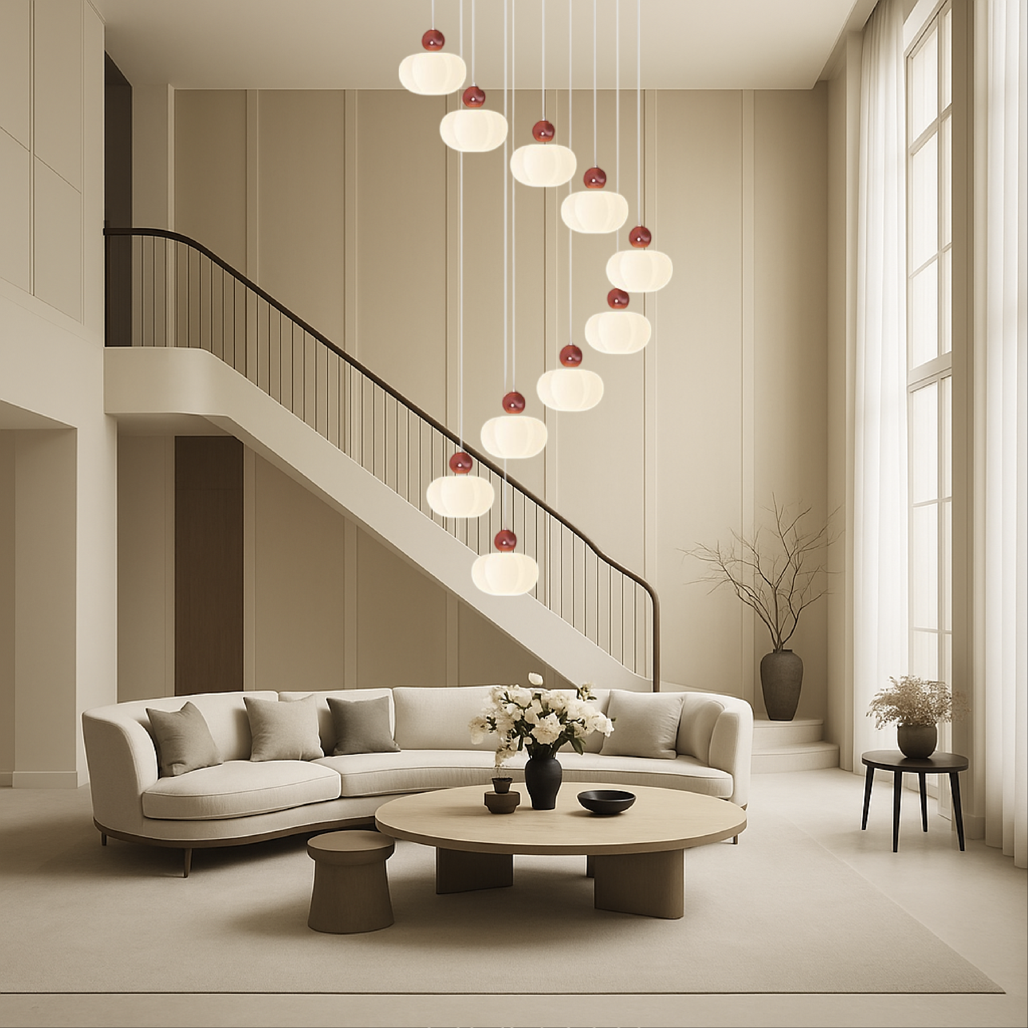 Art Deco Creme Treppe Kronleuchter