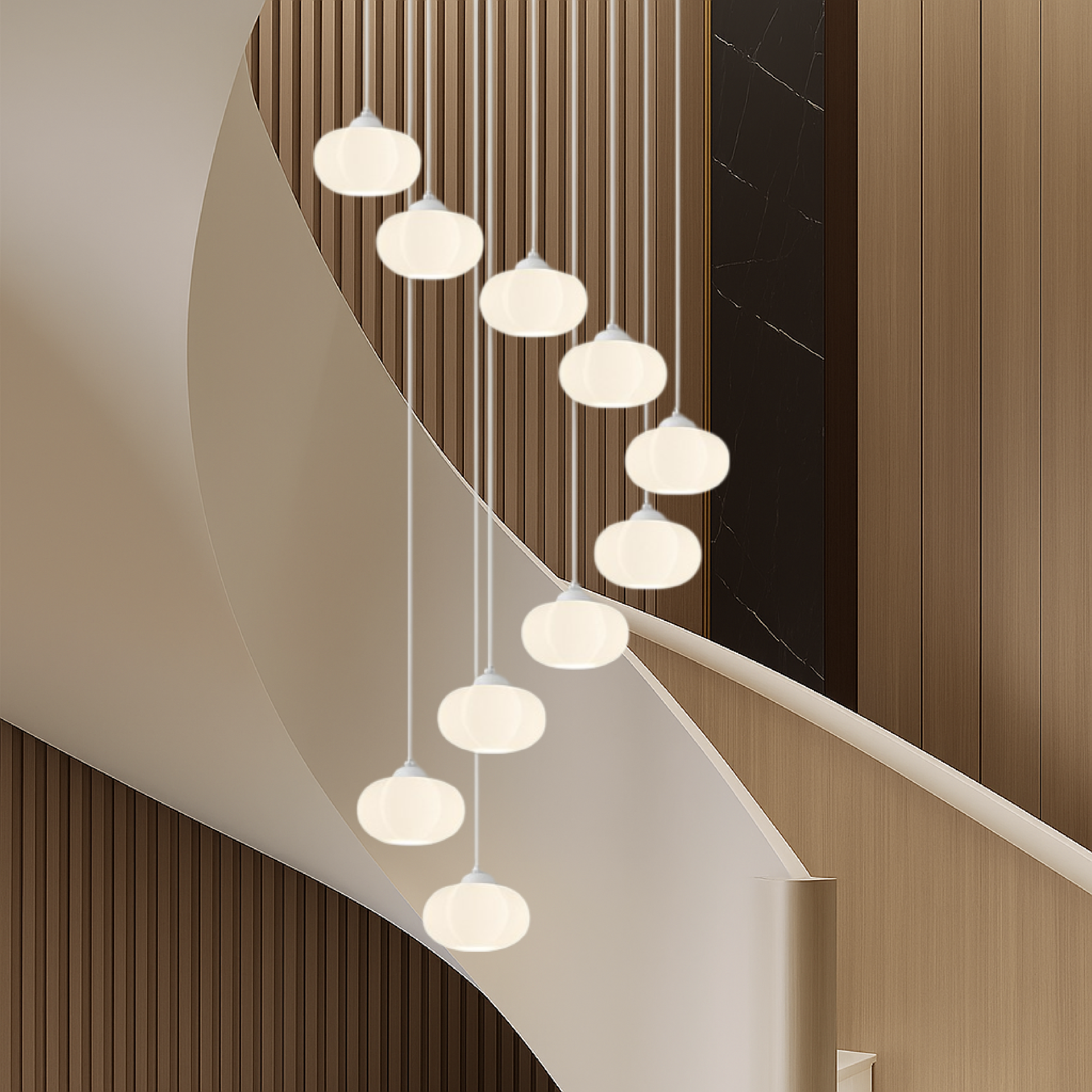 Art Deco Creme Treppe Kronleuchter