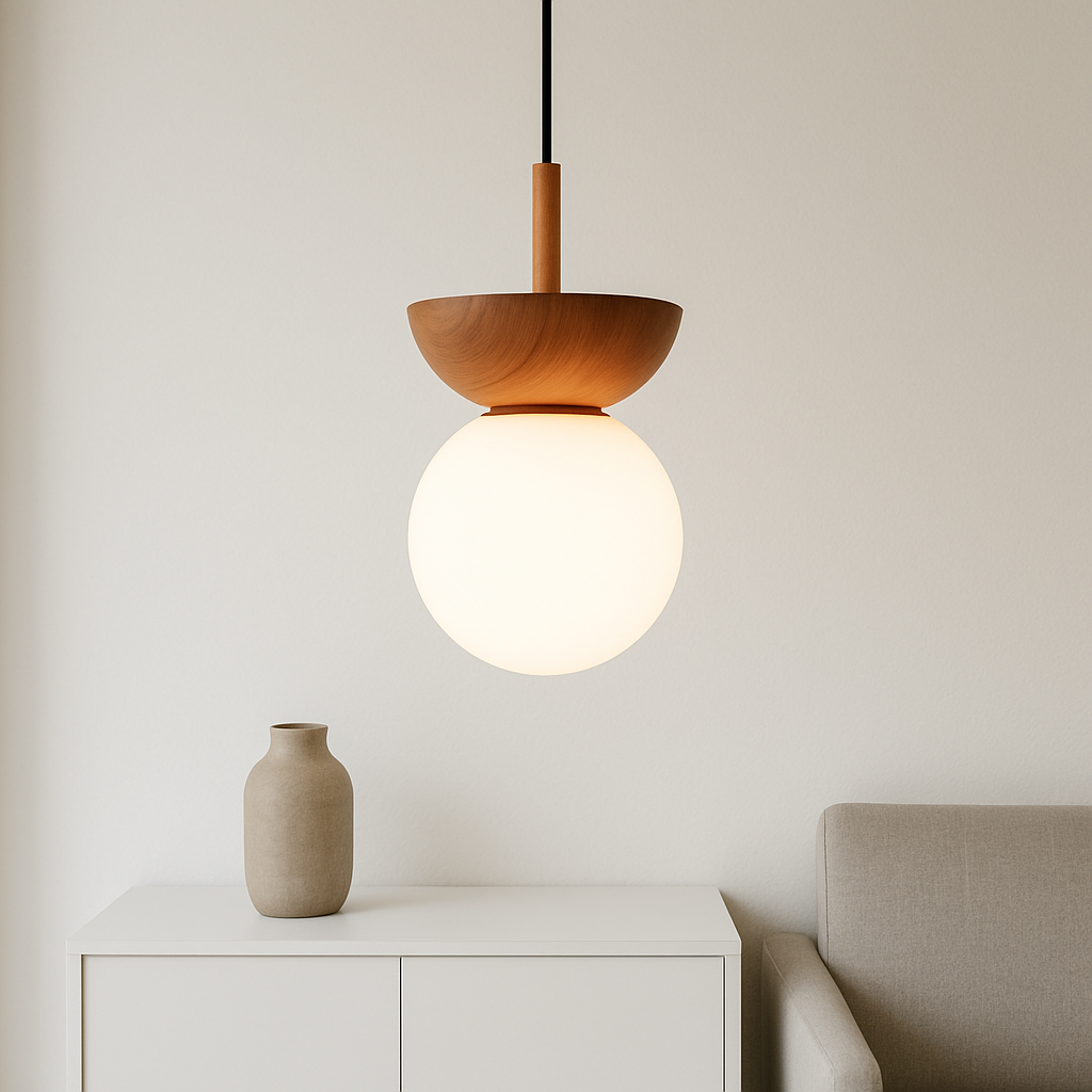 Japandi Pendelleuchte aus Holz