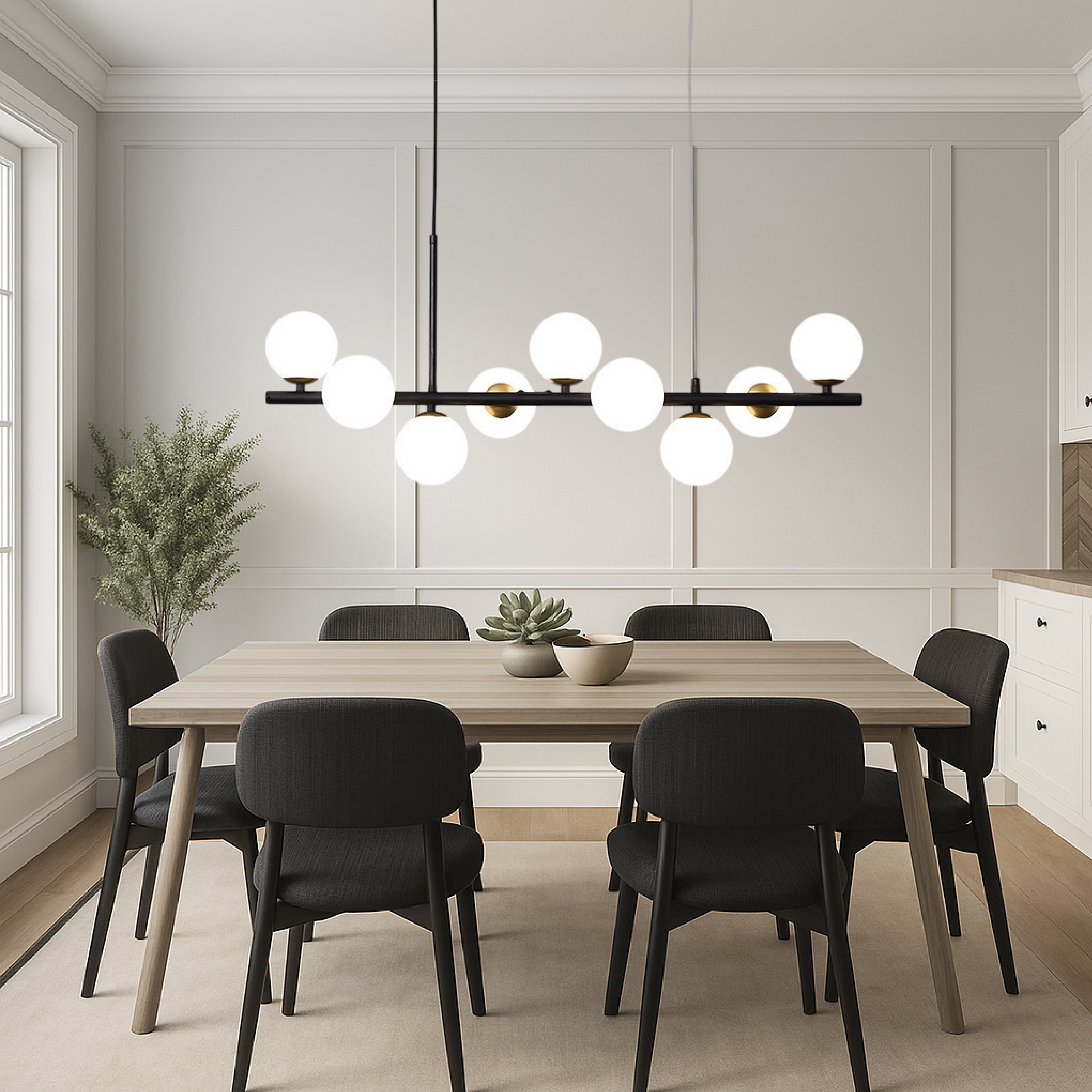 Schwarze Pendelleuchte für das Esszimmer