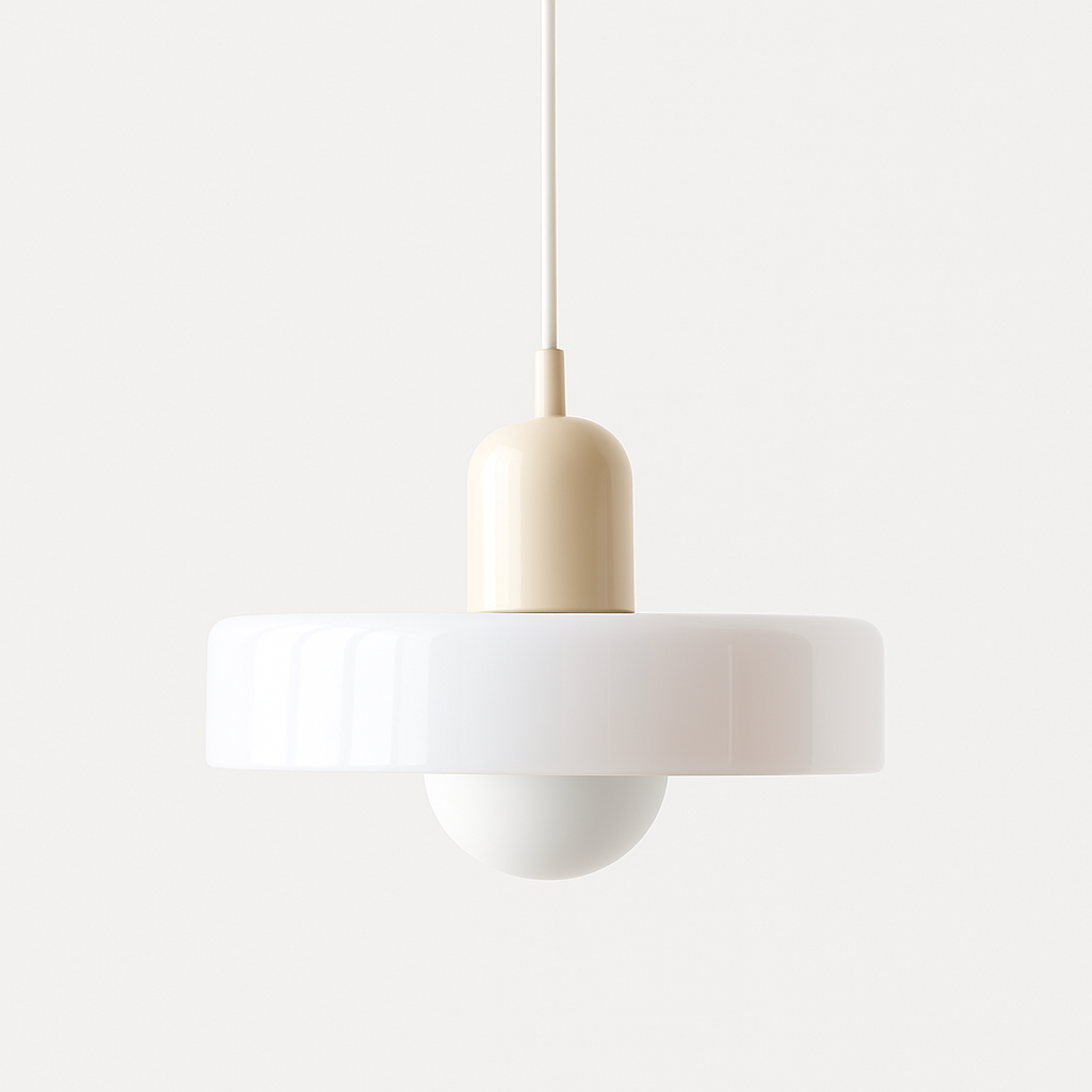 Bauhaus Pendelleuchte aus farbigem Glas