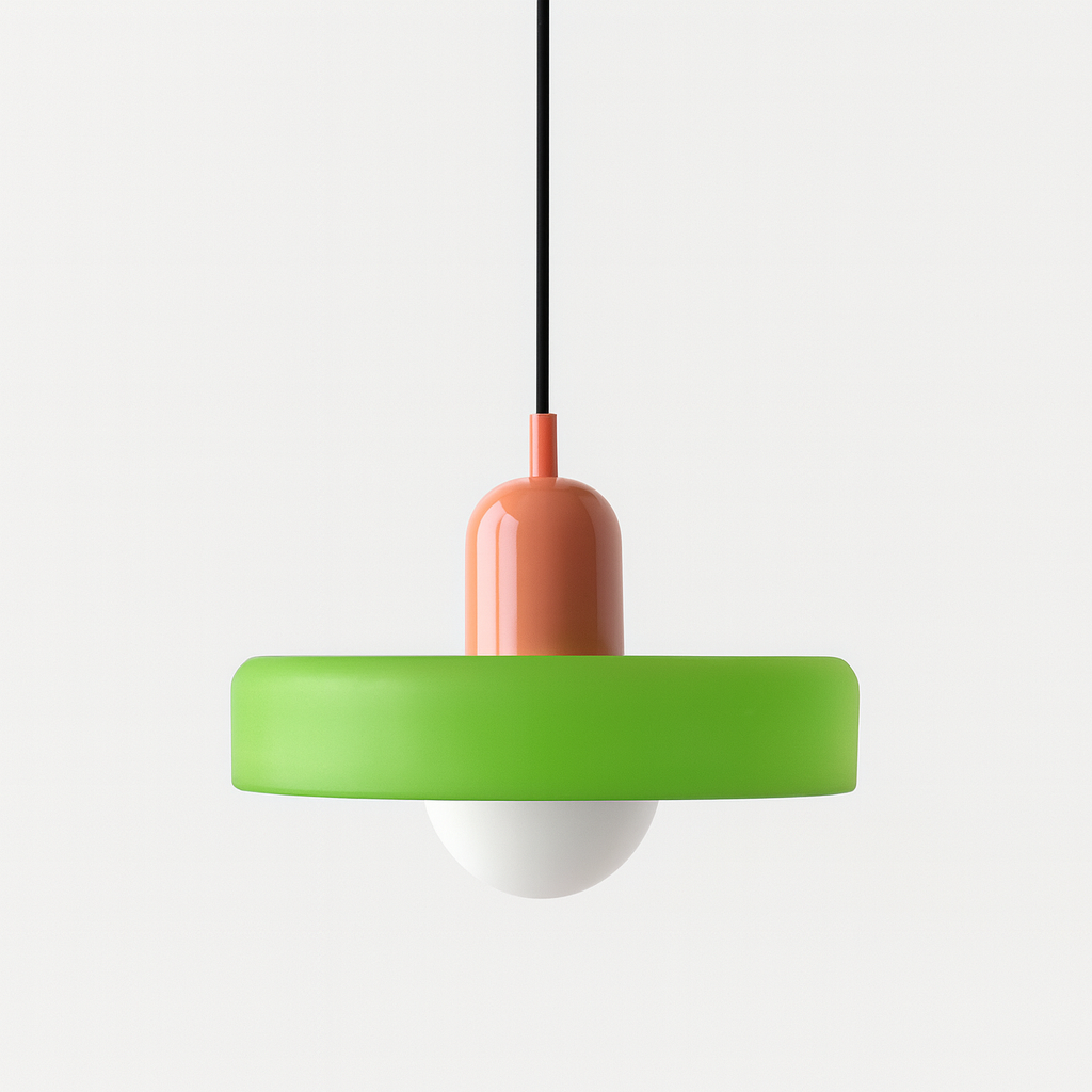 Bauhaus Pendelleuchte aus farbigem Glas