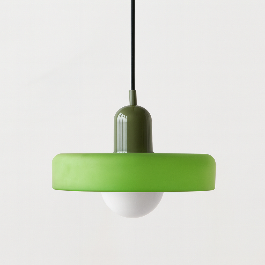 Bauhaus Pendelleuchte aus farbigem Glas