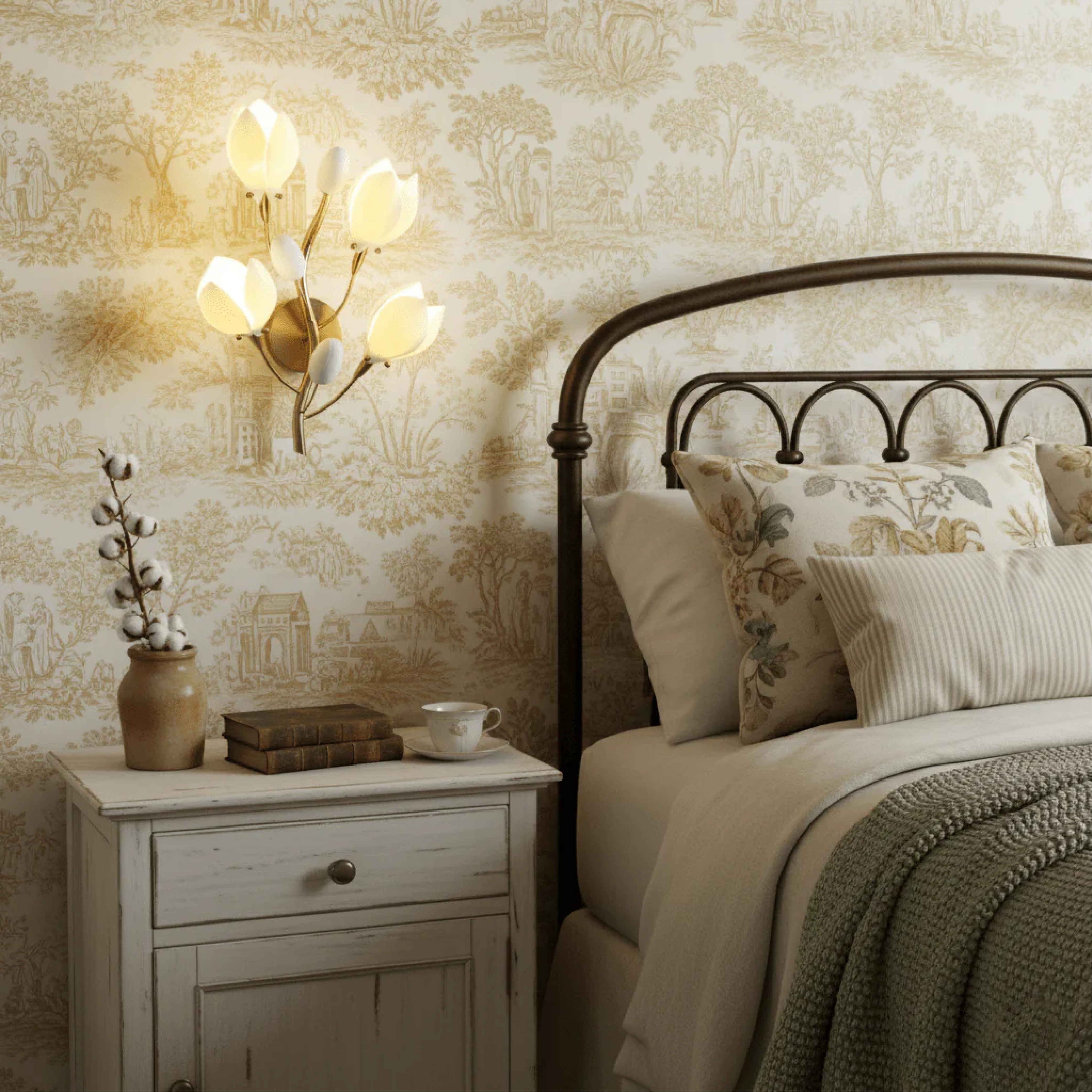 Keramik Blume Wandlampe