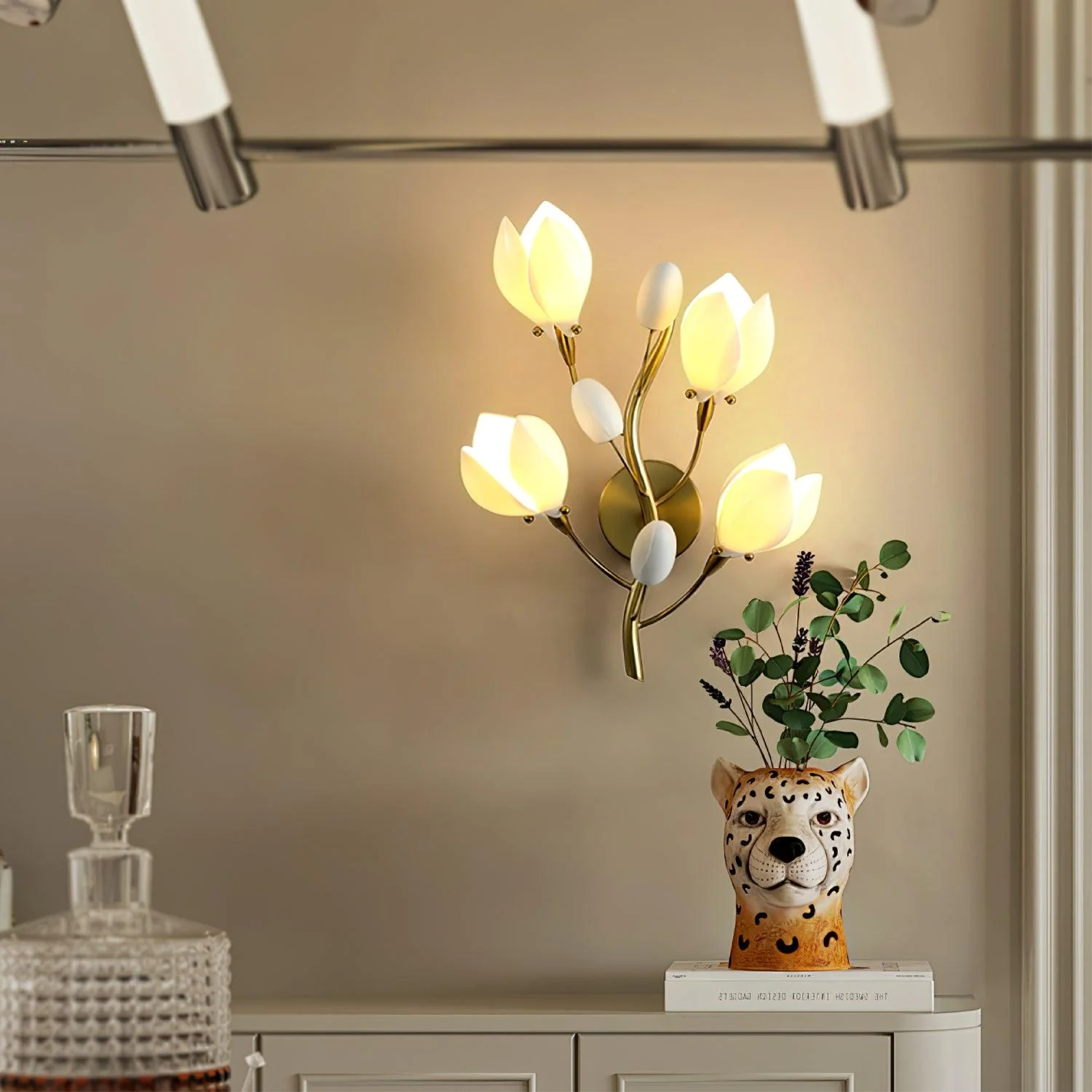 Keramik Blume Wandlampe