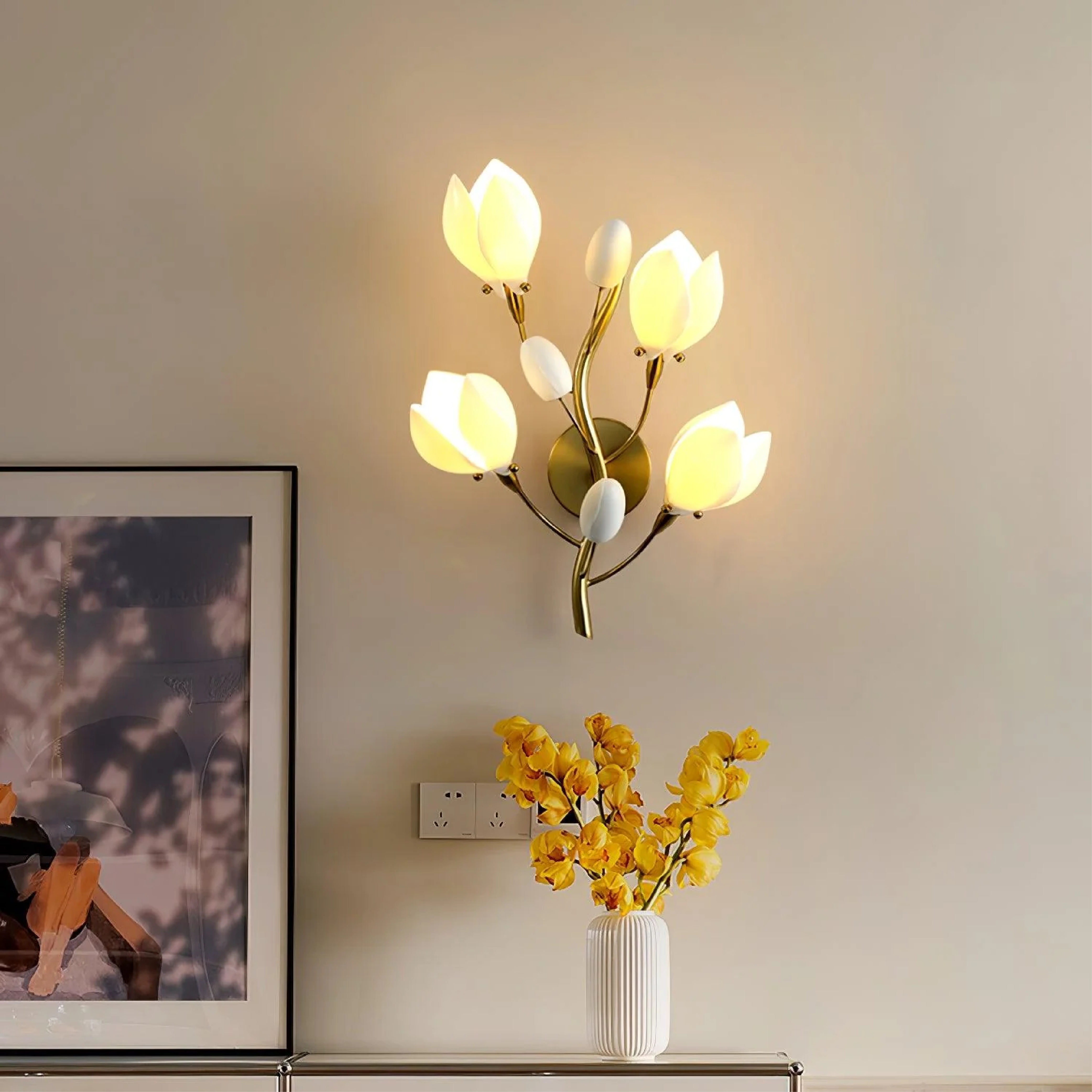 Keramik Blume Wandlampe