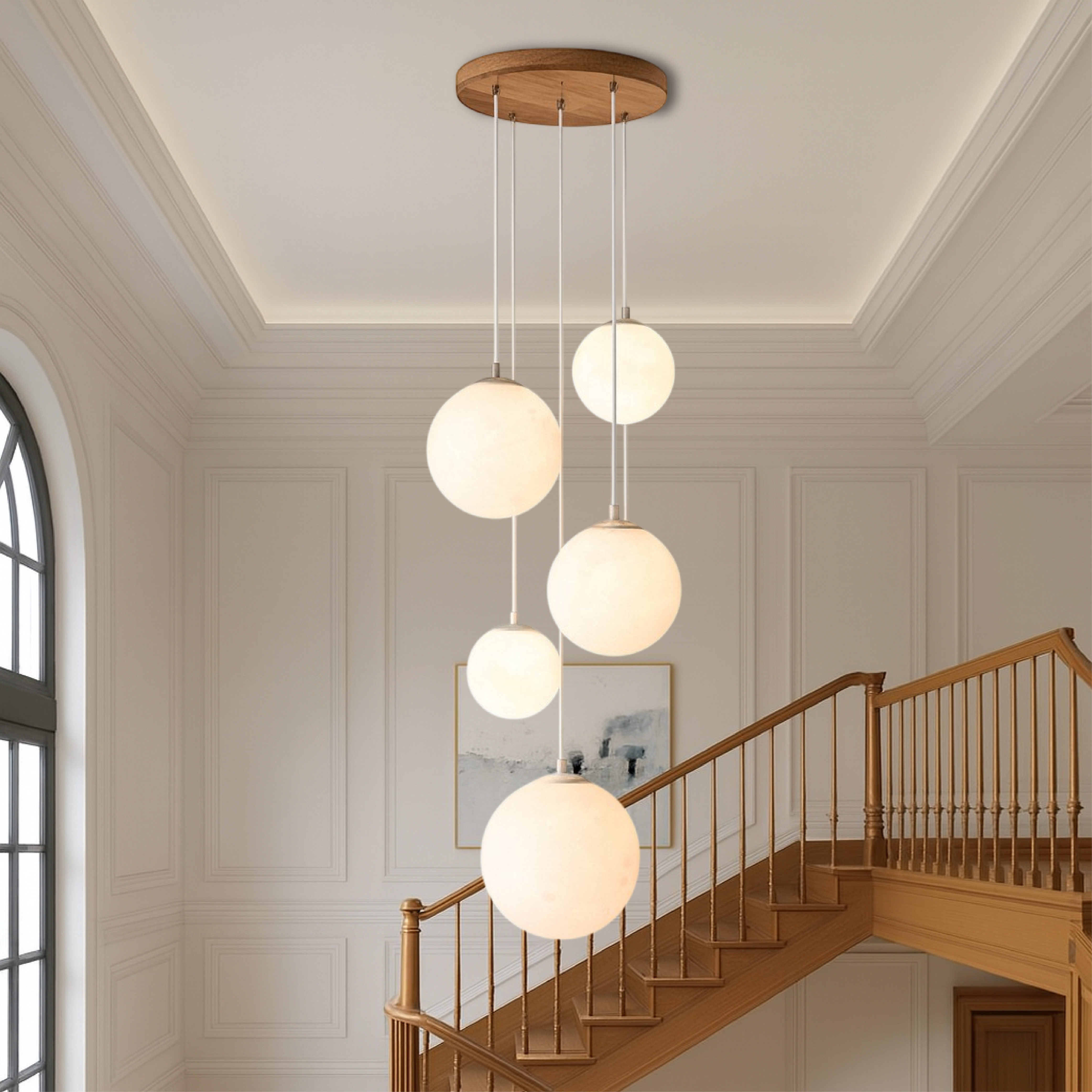 Nordischer Mondlampen-Treppenlüster