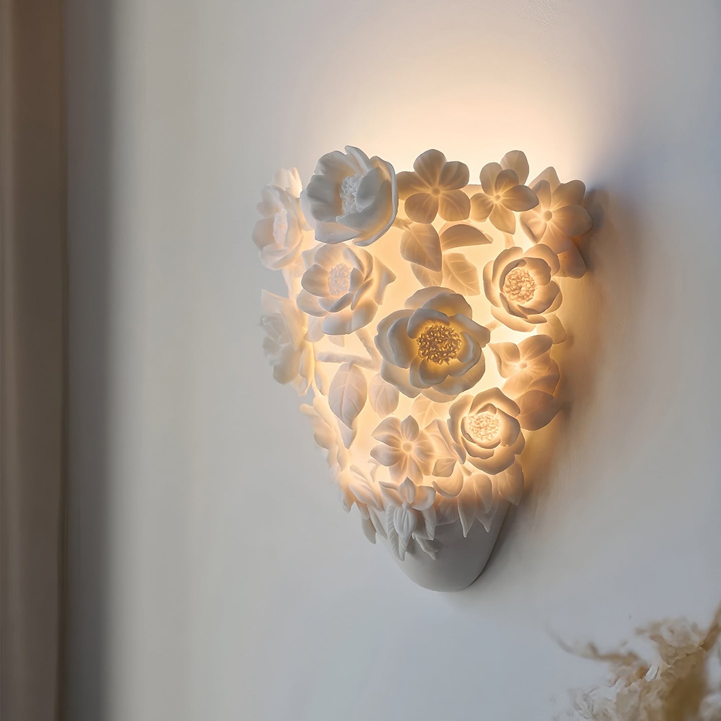 Keramik Blume Wandlampe