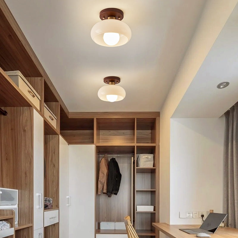 Französische Bauhaus-Deckenleuchte in Creme