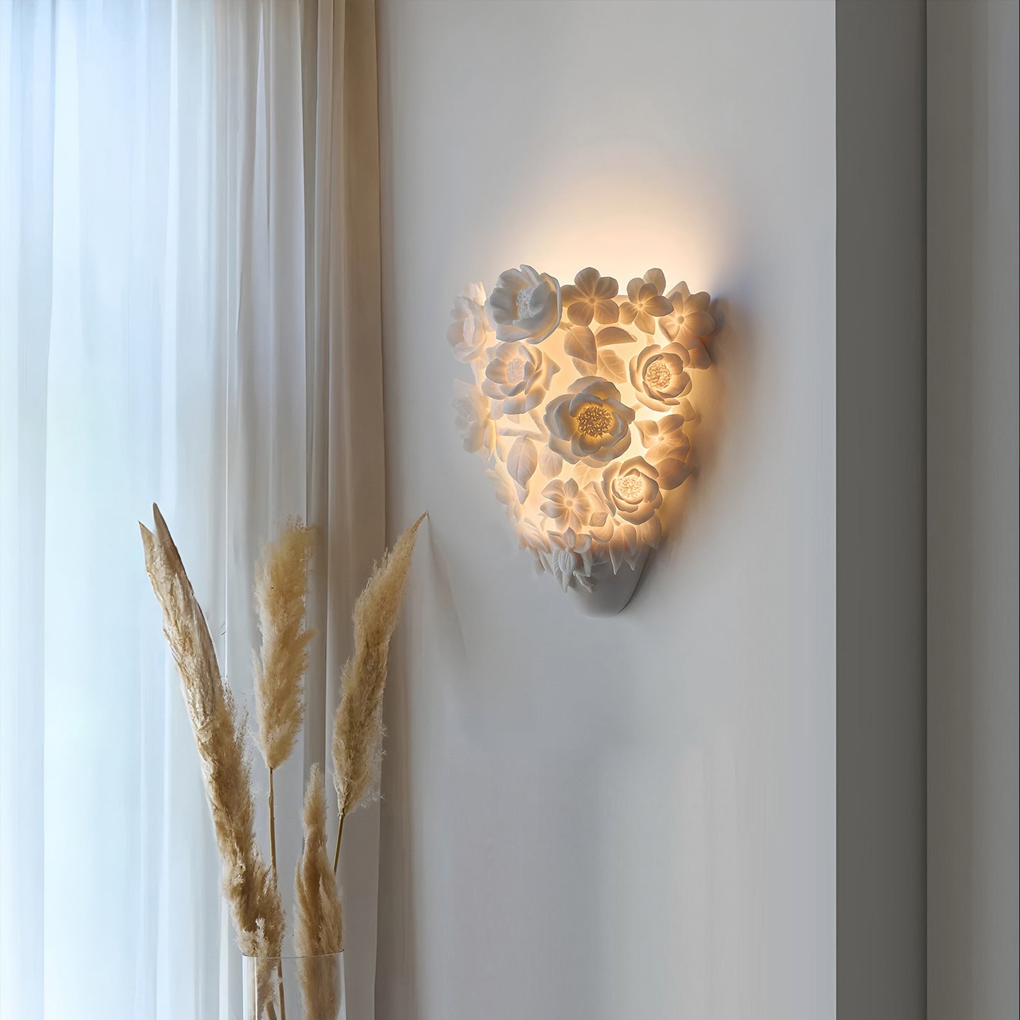 Keramik Blume Wandlampe