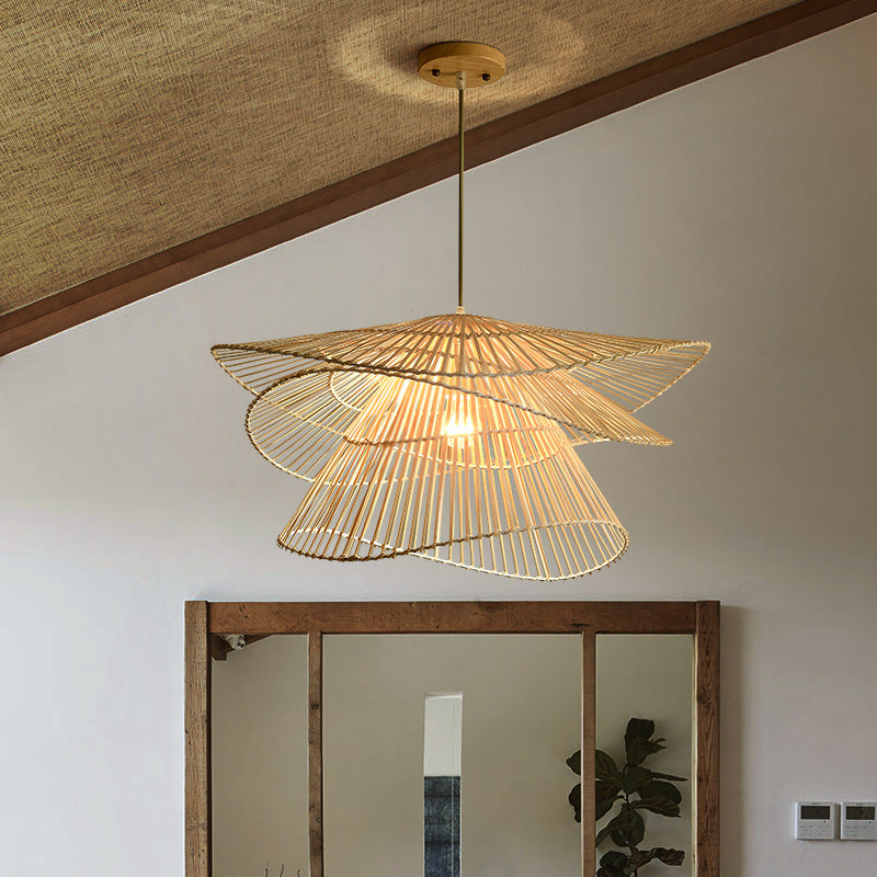 Rattan Holz Pendelleuchte