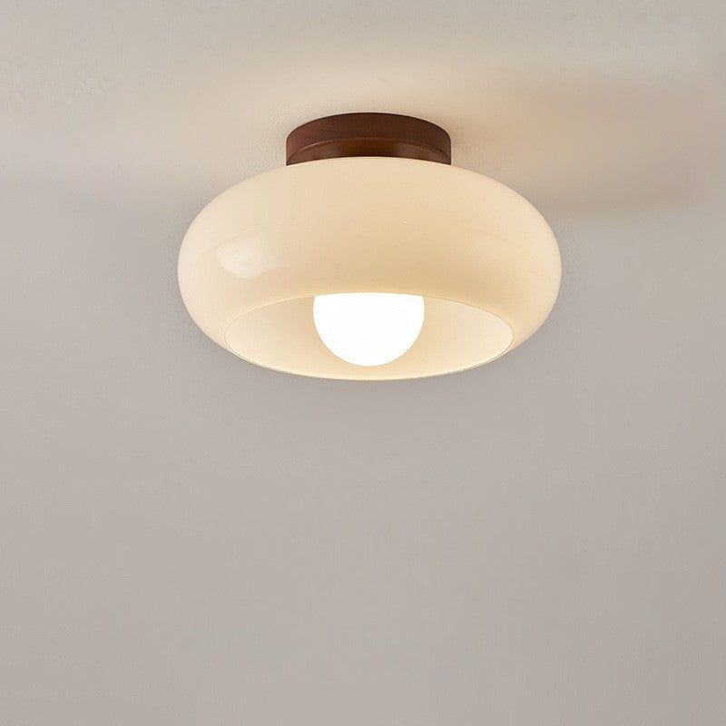 Französische Bauhaus-Deckenleuchte in Creme