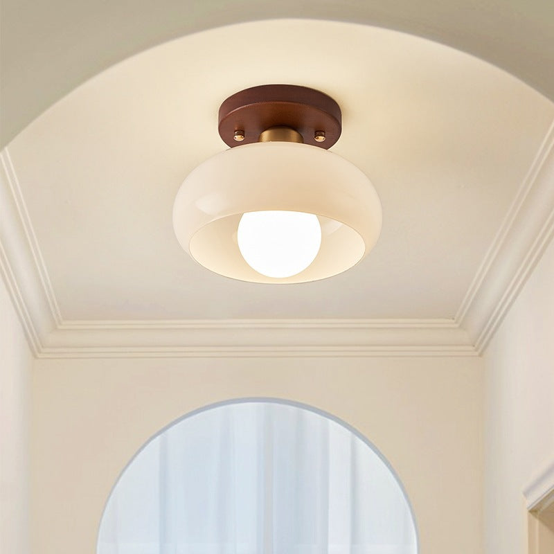 Französische Bauhaus-Deckenleuchte in Creme