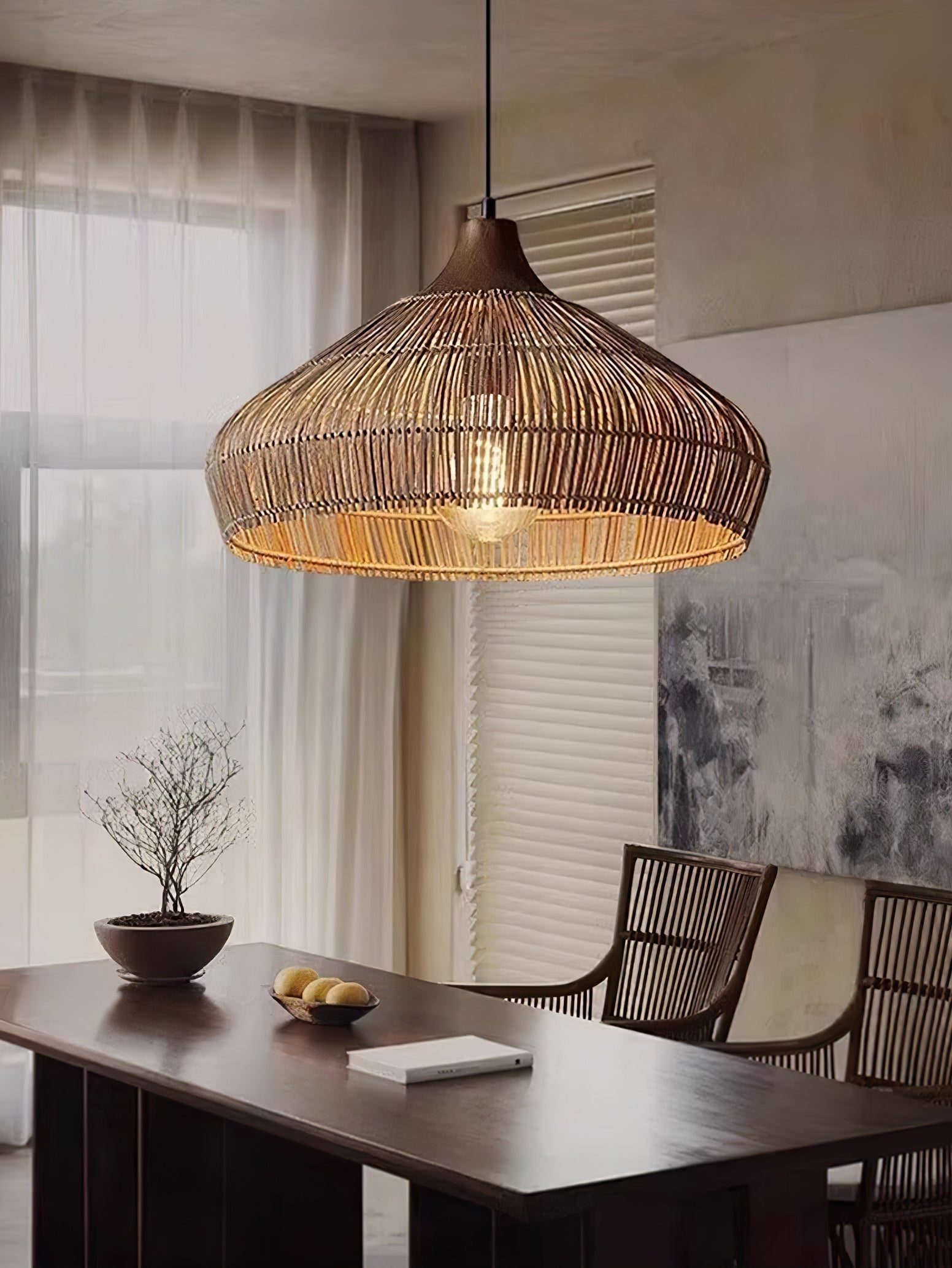 Wicker Rattan Pendelleuchte