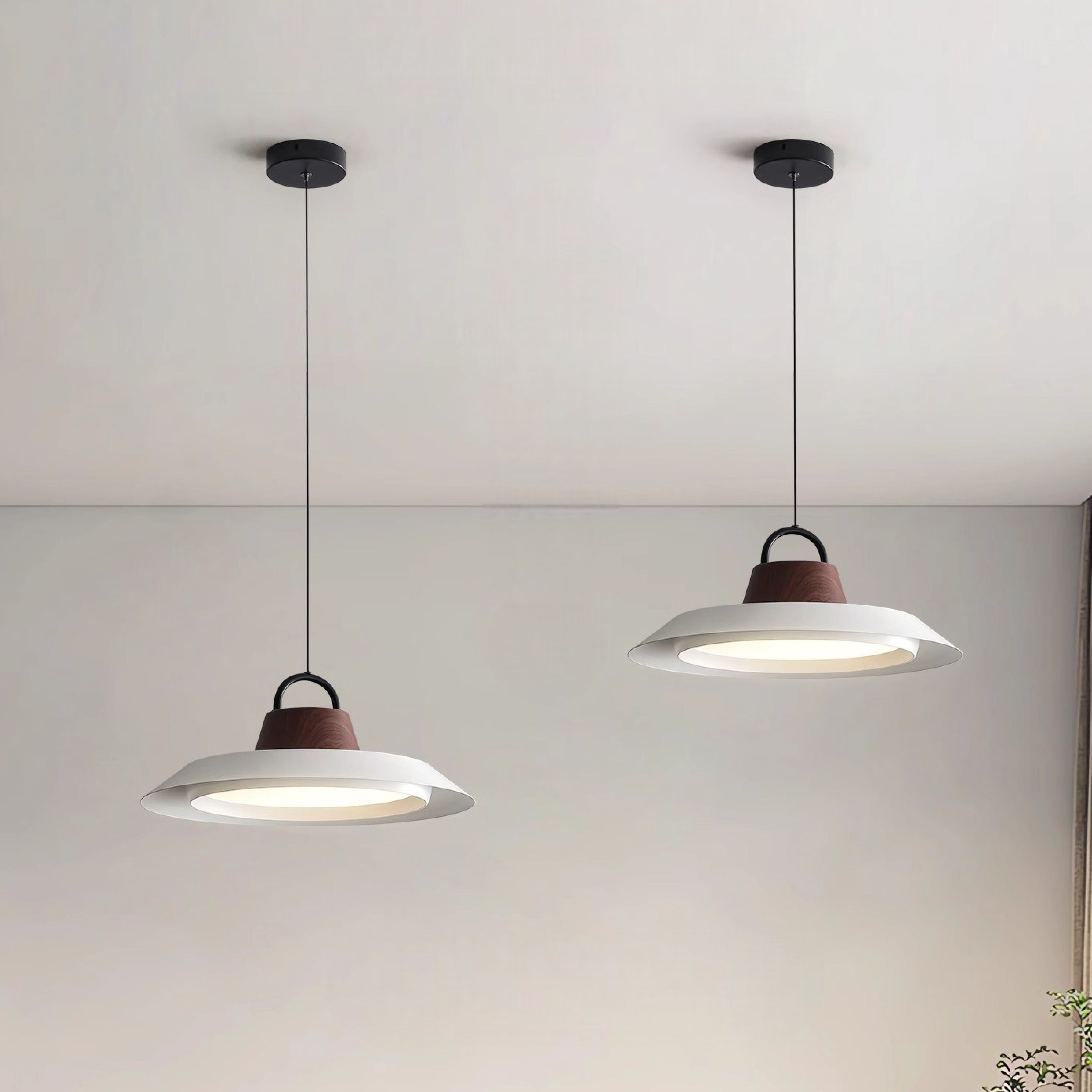 Skandinavische Holz/Metall Pendelleuchte
