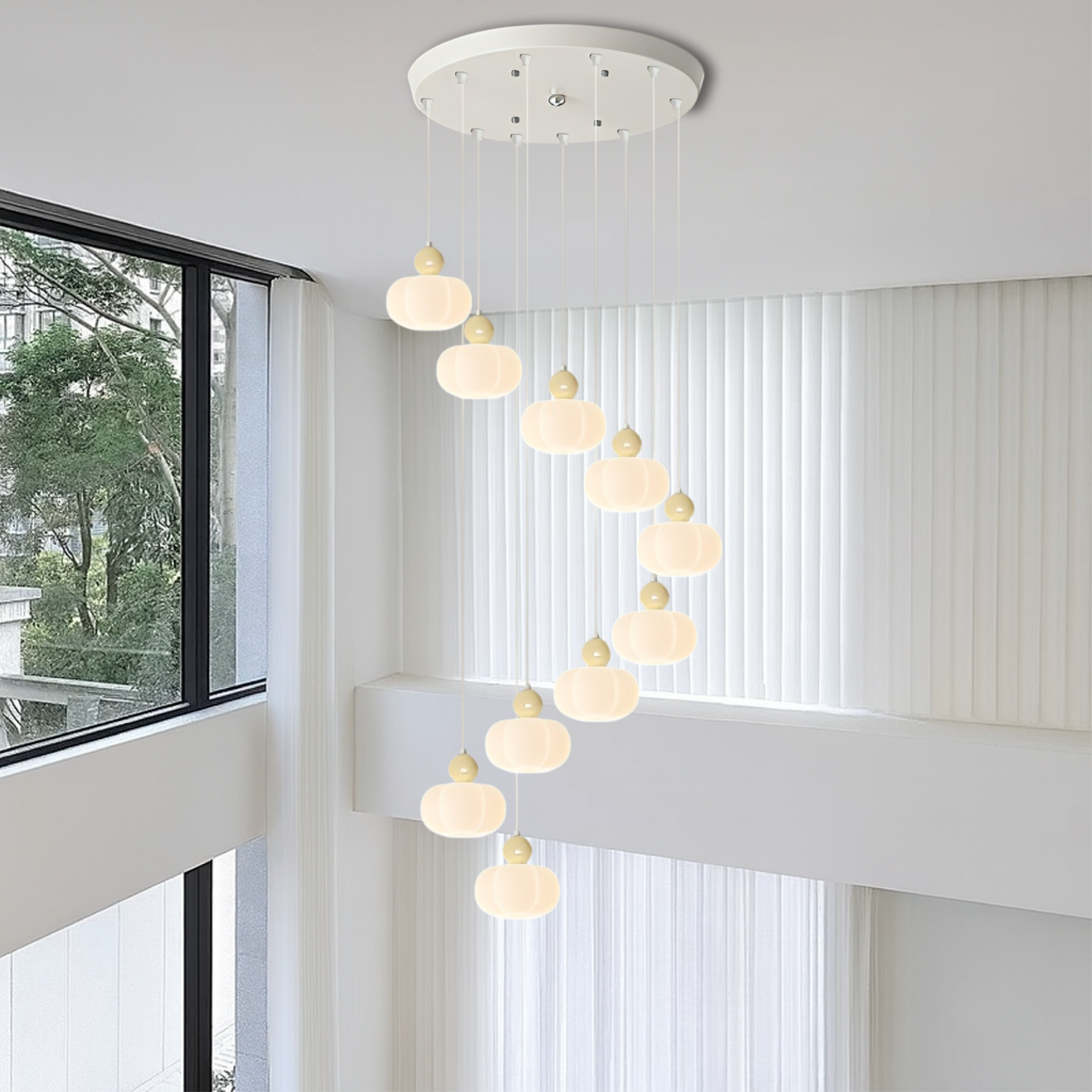 Art Deco Creme Treppe Kronleuchter