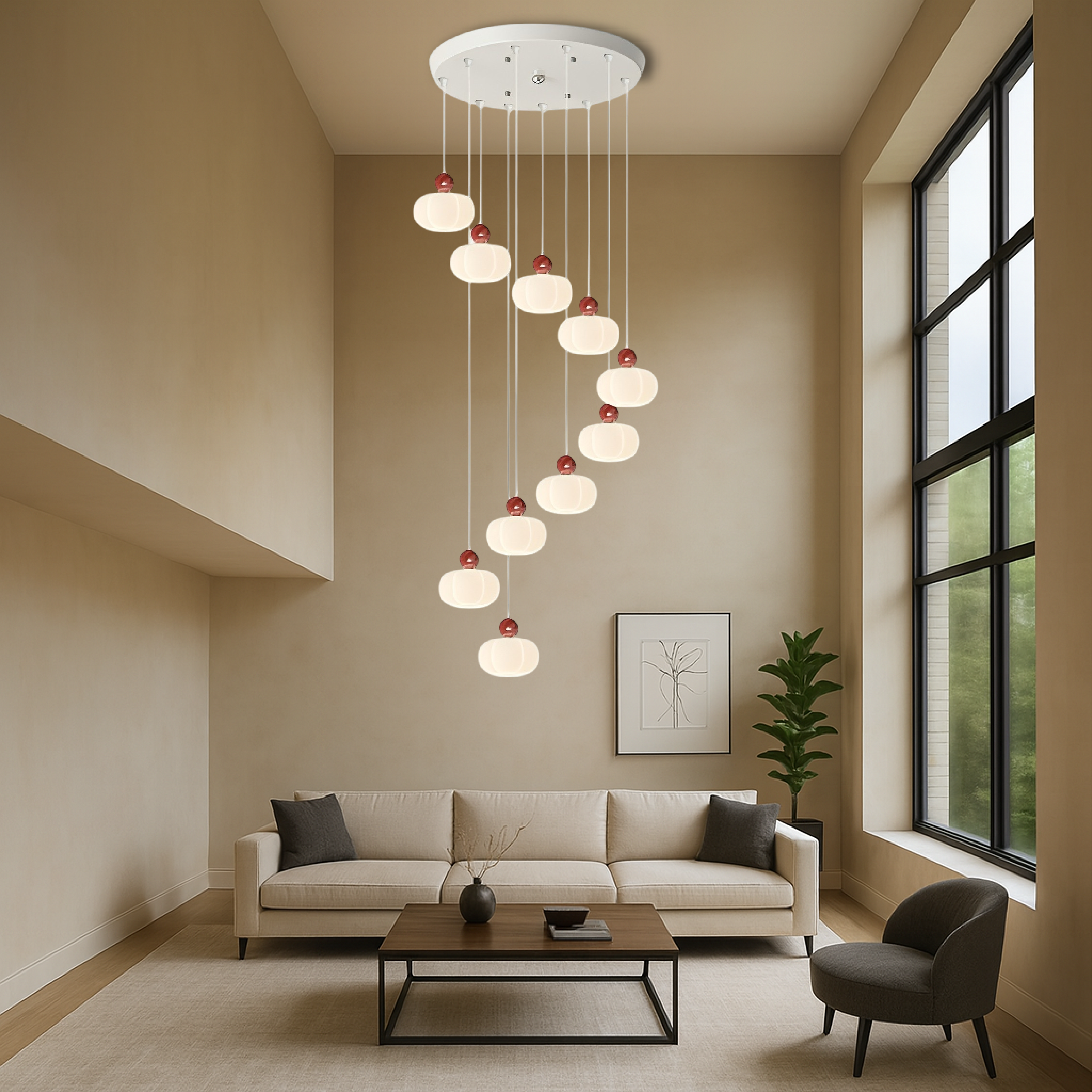 Art Deco Creme Treppe Kronleuchter