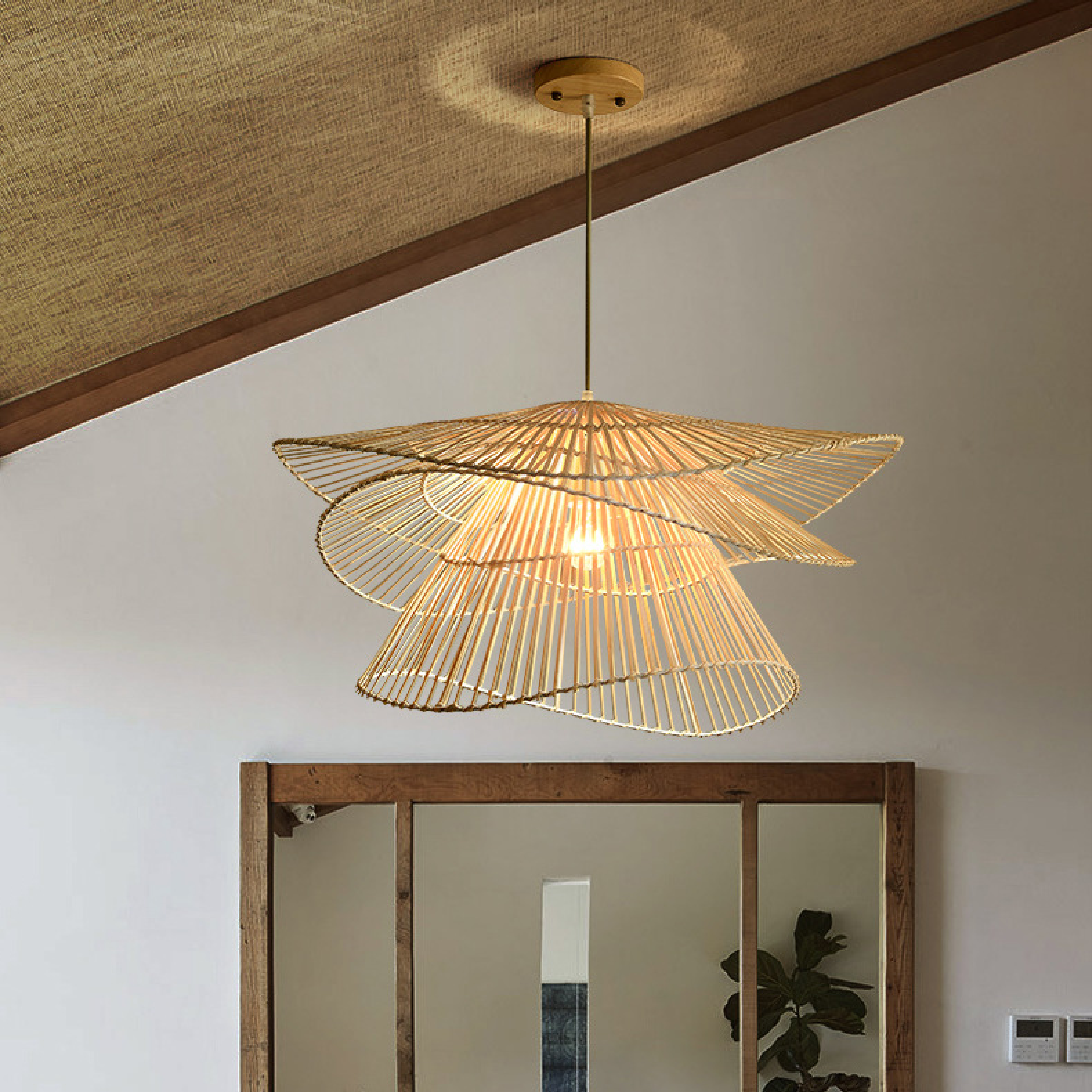 Rattan Holz Pendelleuchte