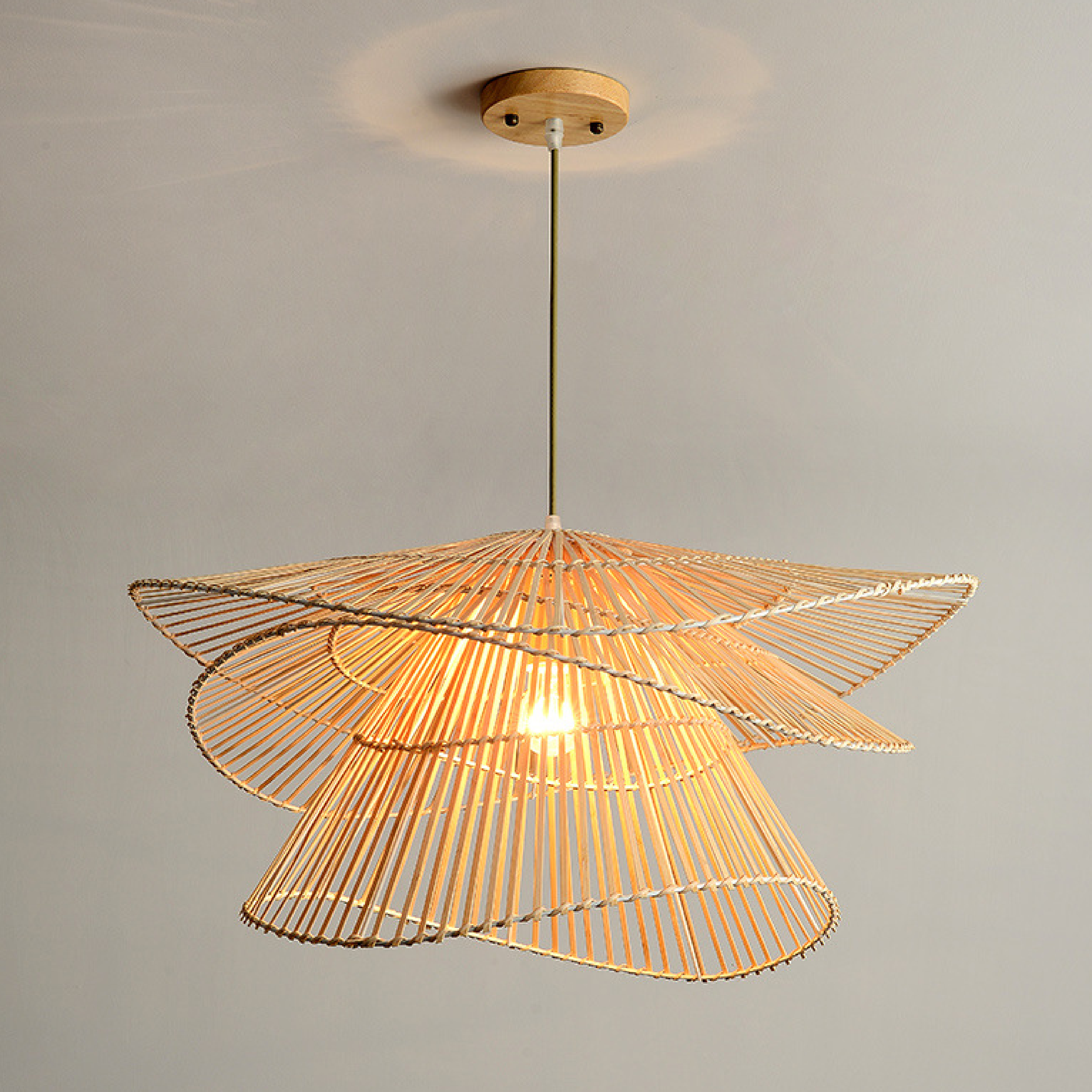 Rattan Holz Pendelleuchte