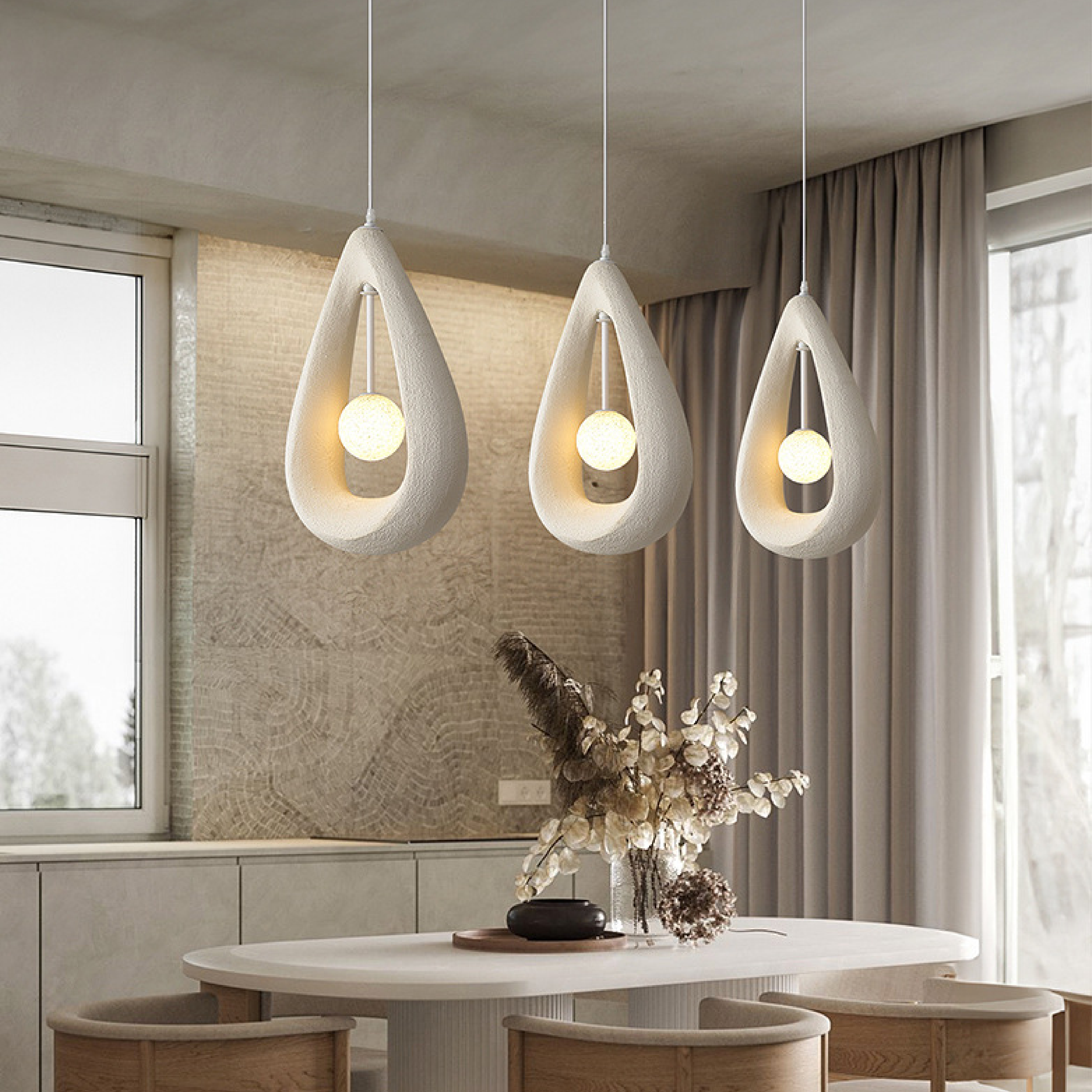 Japandi Oval Pendelleuchte