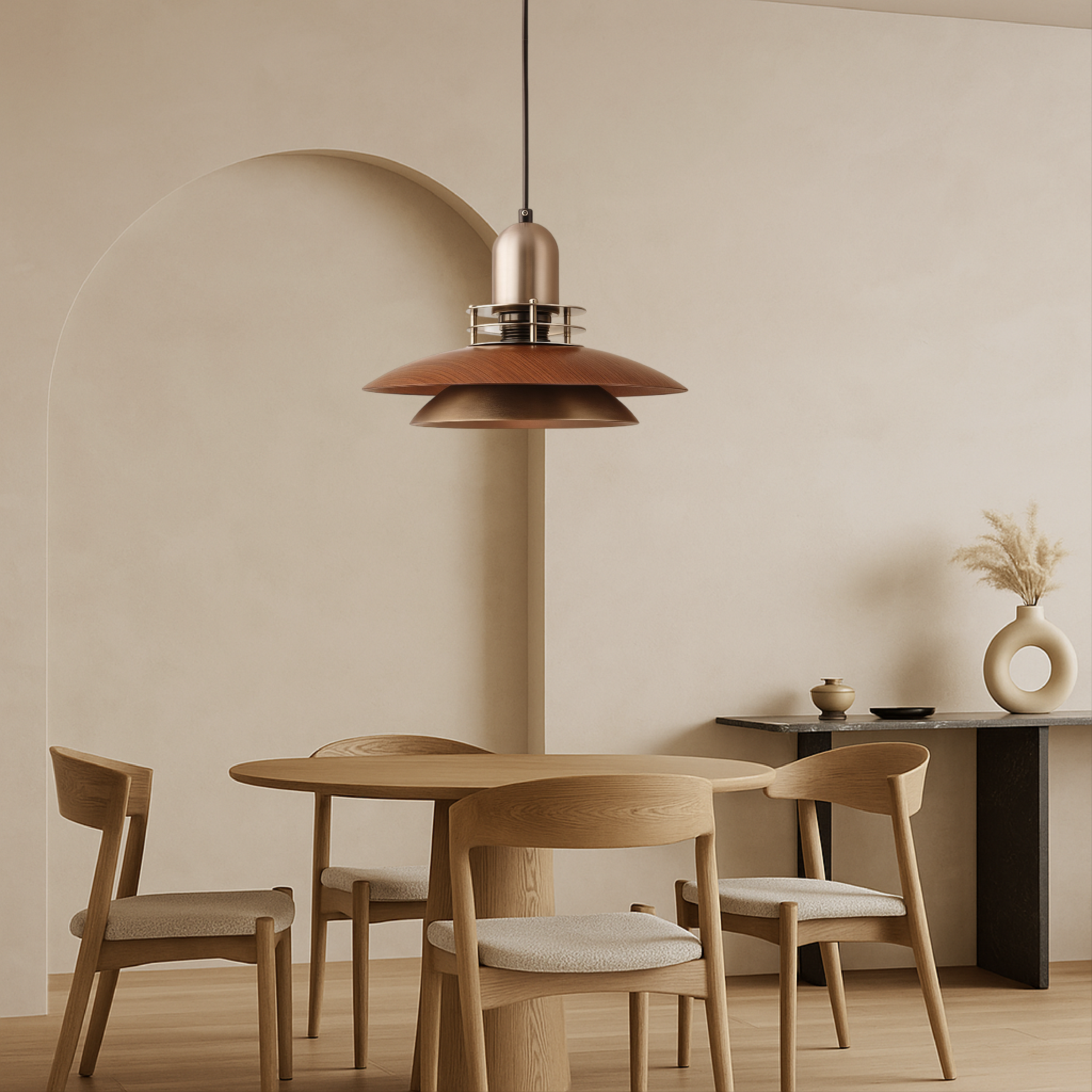 Walnuss Holz Schicht Pendelleuchte