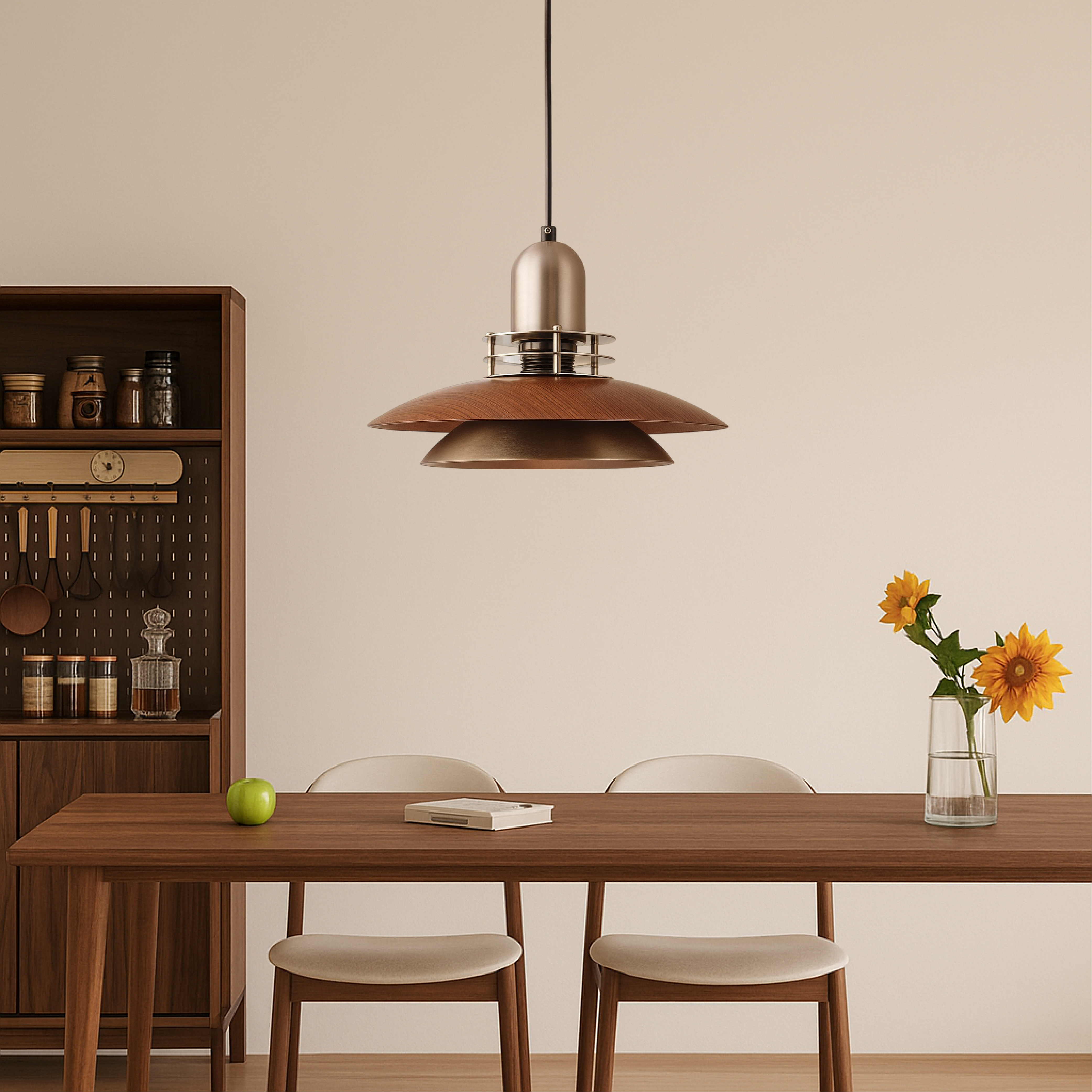 Walnuss Holz Schicht Pendelleuchte