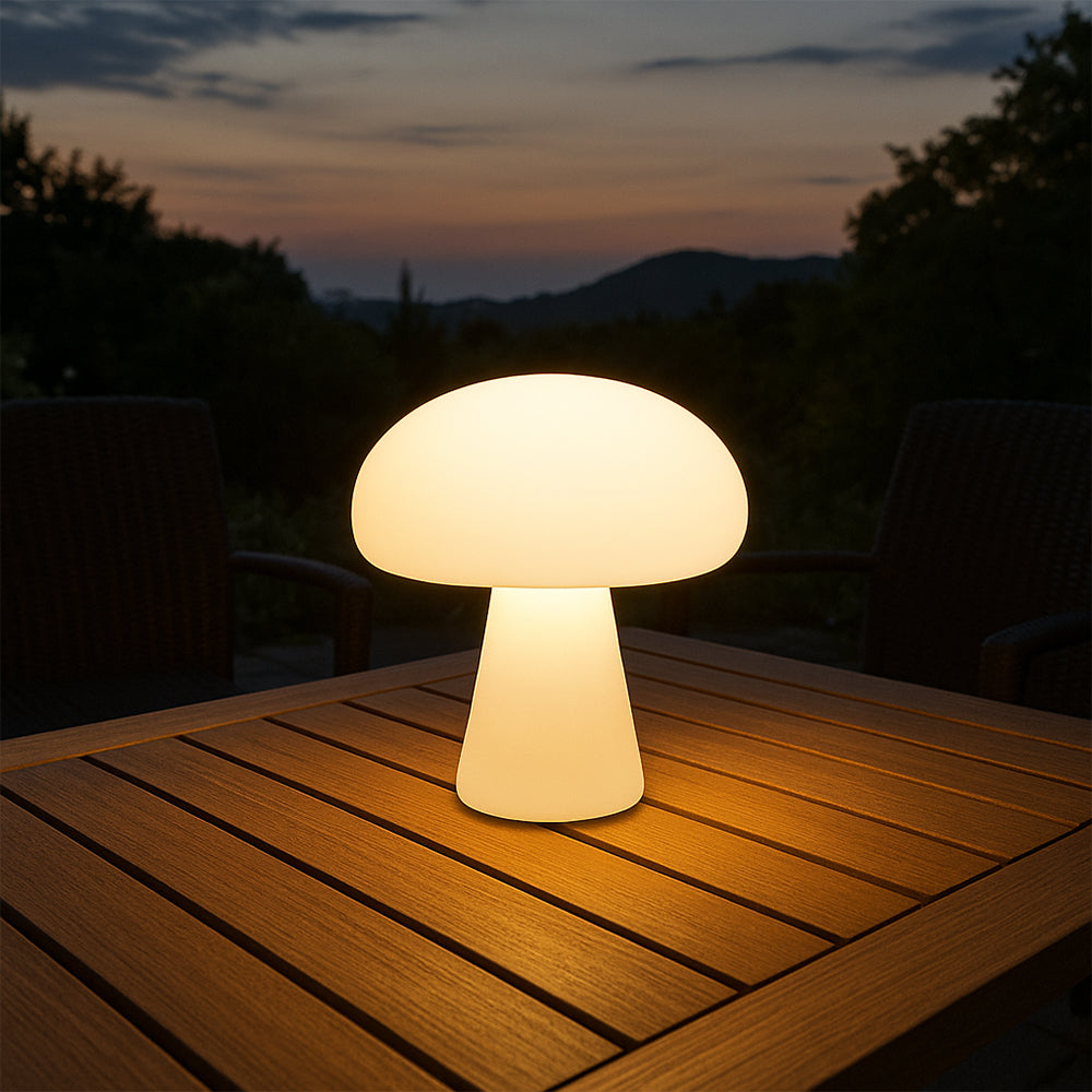 Pilz-Tischlampe für draußen und drinnen
